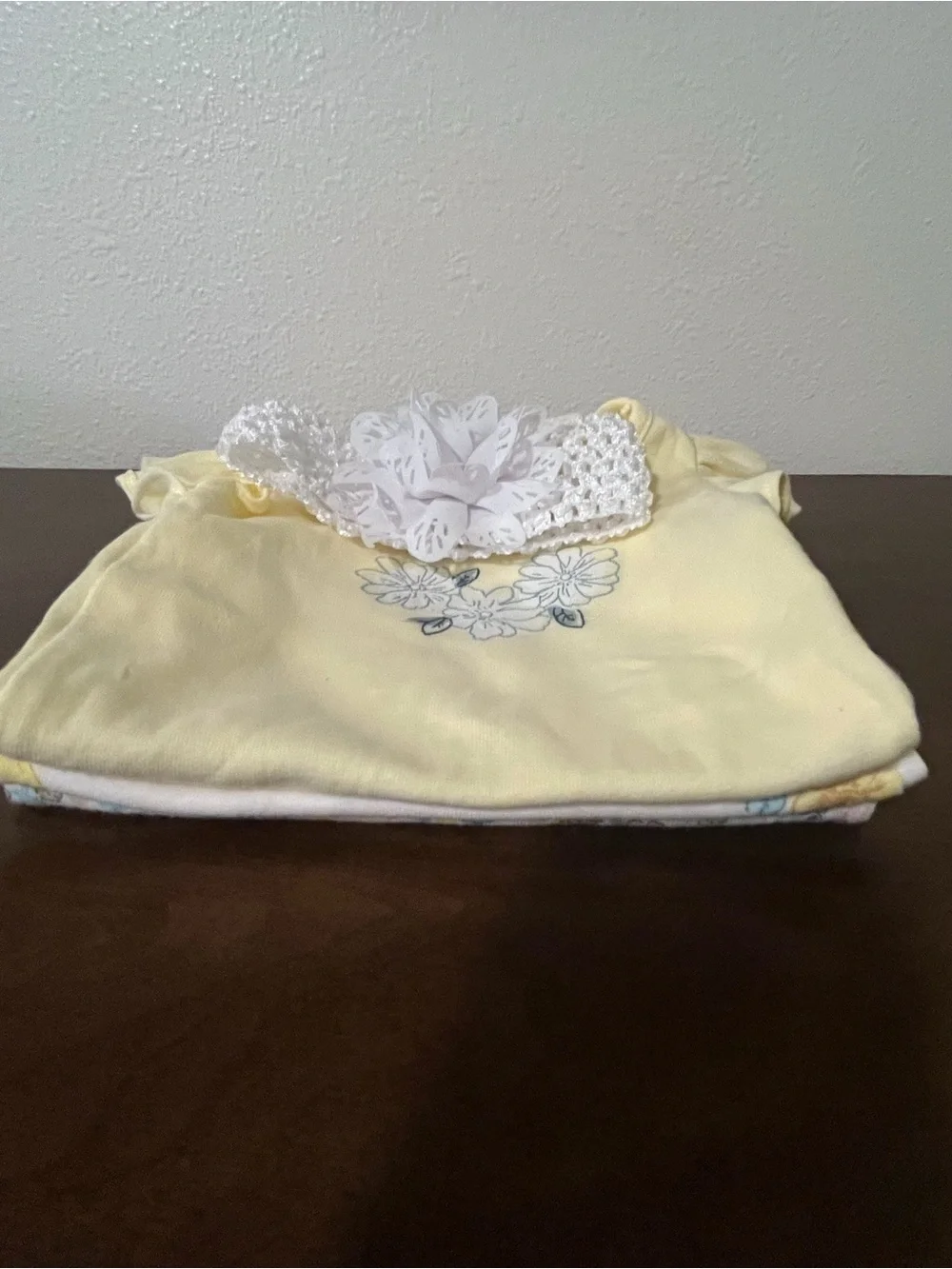 Carter's Yellow & White Floral Ruffle Sleeve Baby Tops Set